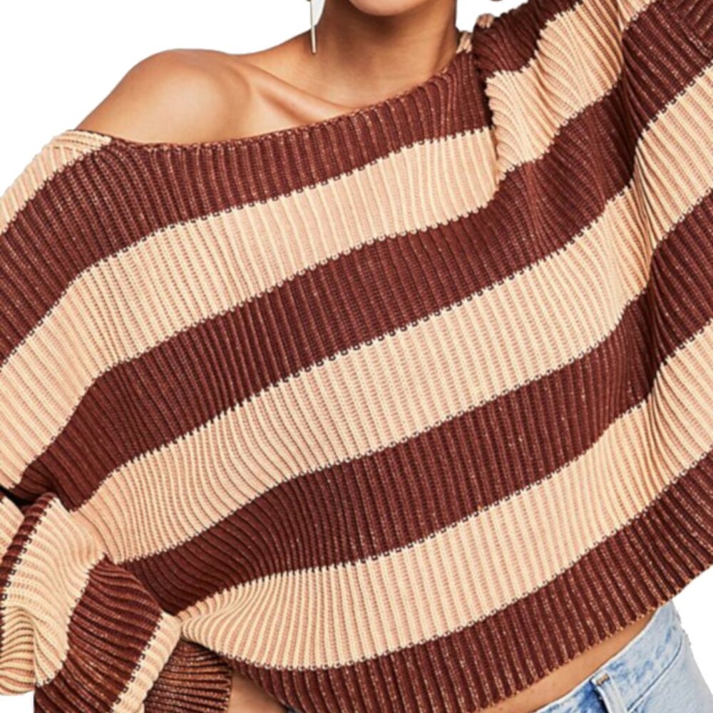 Free People, Just My Stripe Sweater, Rosemoon Combo, Medium - Picture 3 of 3